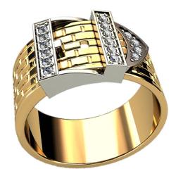 Мужской перстень печатка "Ремень" с бриллиантами