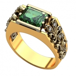 Перстень "Достойный" с изумрудом и бриллиантами