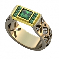 Перстень "Комфорт" с изумрудами и бриллиантами