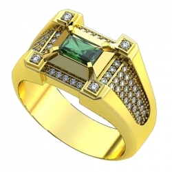 Перстень "Непобедимый" с бриллиантами и изумрудом