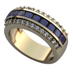 Перстень "Верный путь" с бриллиантами и сапфирами