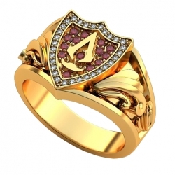 Перстень "Ассасин" с рубинами и бриллиантами