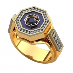 Перстень "Звездная ночь" с бриллиантами и сапфиром