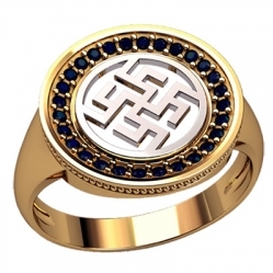 Перстень "Цветок папоротника" с чёрными бриллиантами