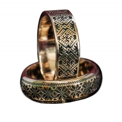 Славянские обручальные кольца с орнаментом "Алатырь" и "Цветок папоротника"