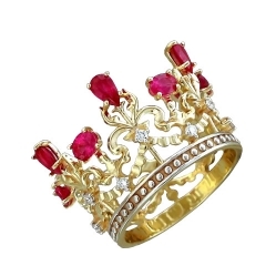 Кольцо "Корона" с рубинами и бриллиантами