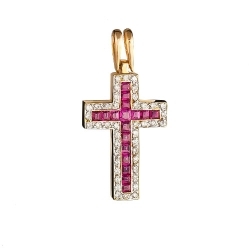 Крест с рубинами и бриллиантами