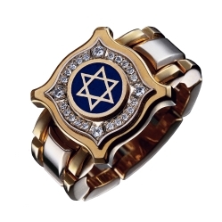 Перстень с эмалью и бриллиантами "Звезда Давида"