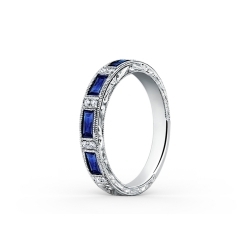 Обручальное кольцо с сапфирами и бриллиантами