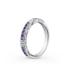 Обручальное кольцо с аметистами и бриллиантами