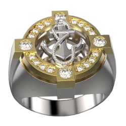 Перстень с бриллиантами "Якорь"