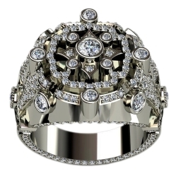 Перстень с бриллиантами и сапфиром