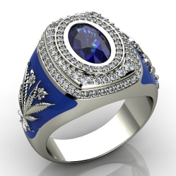 Перстень с сапфиром, бриллиантами и эмалью