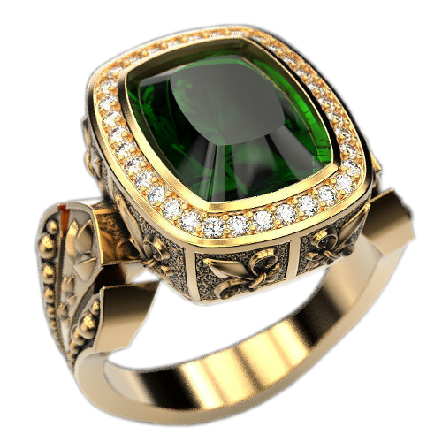 Перстень с изумрудом и бриллиантами CC-846, золото 585 пробы, 21.3 гр. -купить в СПб, цены в интернет-магазине