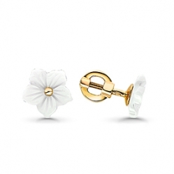 Серьги-гвоздики для девочки "Цветок" из золота с цветным перламутром
