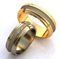 Обручальные кольца с матированием и бриллиантами