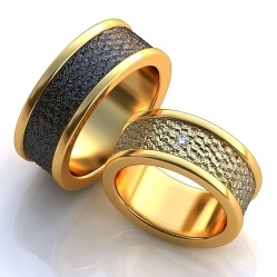 Широкие обручальные кольца с одним бриллиантом
