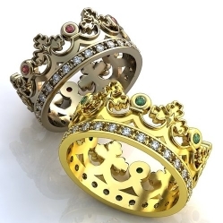 Обручальные кольца "Короны с дорожкой бриллиантов"