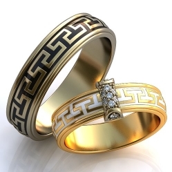 Обручальные кольца с бриллиантами и эмалью 