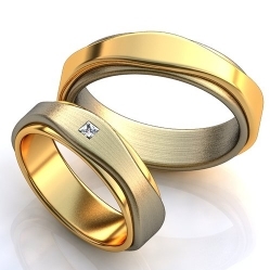 Обручальные кольца с квадратным бриллиантом