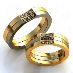 Обручальные кольца с рубинами и бриллиантами