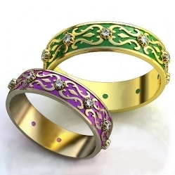 Обручальные кольца с эмалью и бриллиантами