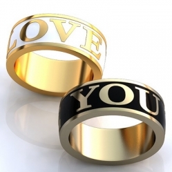 Обручальные кольца с эмалью "LOVE"