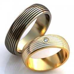Обручальные кольца с эмалью и бриллиантом