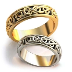 Обручальные кольца с эмалью и бриллиантом.