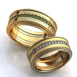 Обручальные кольца с дорожкой камней