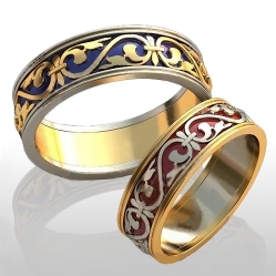Обручальные кольца с эмалью