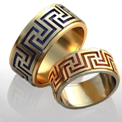 Обручальные кольца Славянские с эмалью