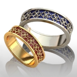 Обручальные кольца с эмалью "Свадебник"