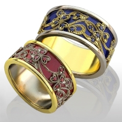 Обручальные кольца "Цветы жизни" с рубинами