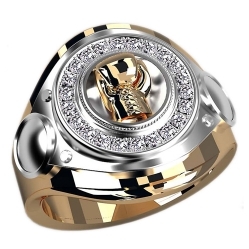 Перстень  "Боксер" с бриллиантами