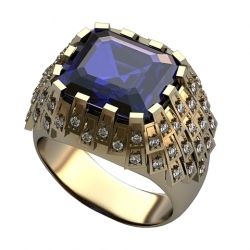 Перстень "Звездопад" с бриллиантами и шпинелью