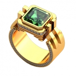 Перстень "Завоеватель" с изумрудом и бриллиантами