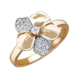 Кольцо "Цветок любви" с бриллиантами