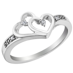 Кольцо с бриллиантами "Два сердца"
