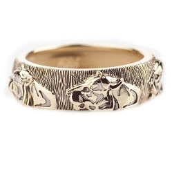 Обручальное кольцо "Тигр" с эмалью