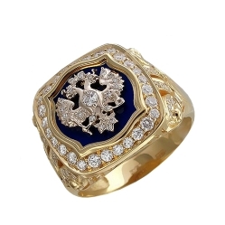 Перстень с эмалью и бриллиантами "Герб"