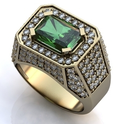 Перстень с изумрудом и бриллиантами