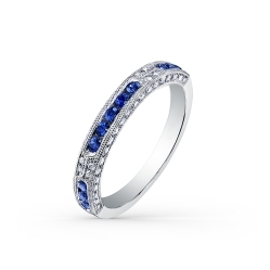 Обручальное кольцо с бриллиантами и сапфирами