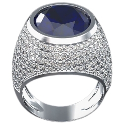 Перстень с корундом и бриллиантами