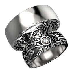 Обручальные кольца из серебра "Сакура"