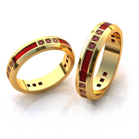 Обручальные кольца с рубинами - фото