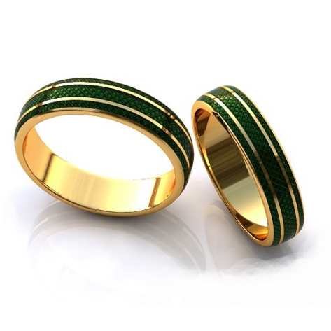 Обручальное кольцо с эмалью - фото