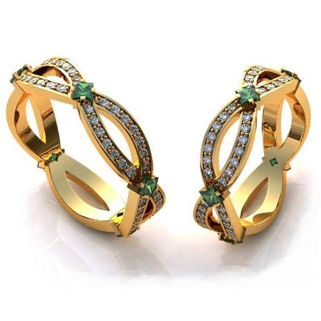 Обручальное кольцо с бриллиантами и сапфирами - фото