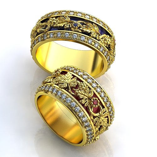 Роскошные обручальные кольца с бриллиантами Дионис - фото