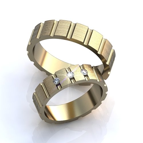  Оручальные кольца с продольными проточками - фото